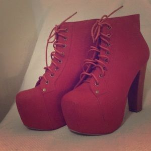 Jeffrey Campbell suede red lita platforms size 8